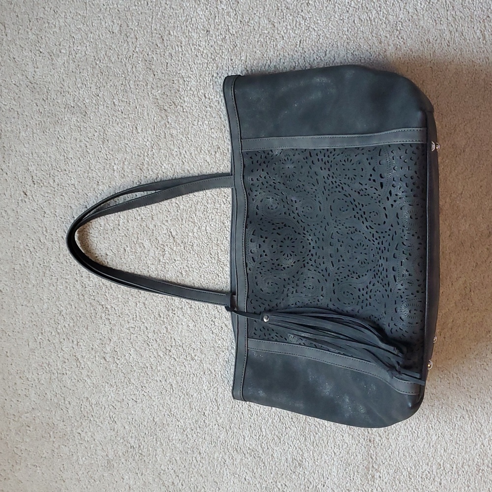 Gray Laser-Cut Tote Bag